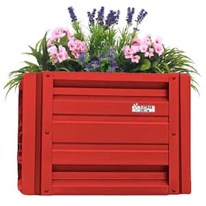 24 inch by 24 inch Square Bright Red Metal Planter Box