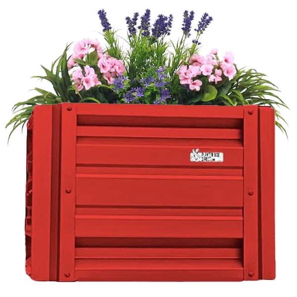 ALL METAL WORKS 24 inch by 24 inch Square Bright Red Metal Planter Box