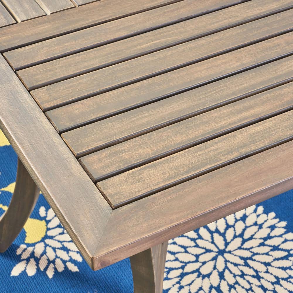 Hermosa Farmhouse Gray Acacia Wood Rectangular Dining Table