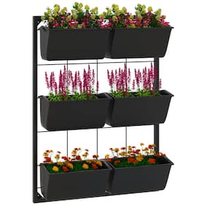20.5 in. x 5.5 in. Black Steel and Plastic 3-Tier Wall Planter