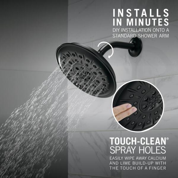 4-Spray 8.3 in. Single Wall Mount Fixed H2Okinetic Shower Head in Matte Black 4-Spray 8.3 in. Single Wall Mount Fixed H2Okinetic Shower Head in Matte Black