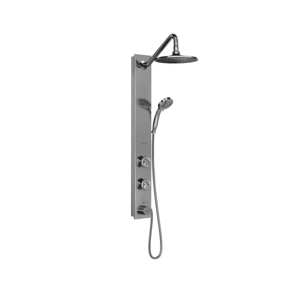 PULSE Showerspas Aloha 3-Spray 2-Jet Shower System with HandShower in Brushed Stainless Steel