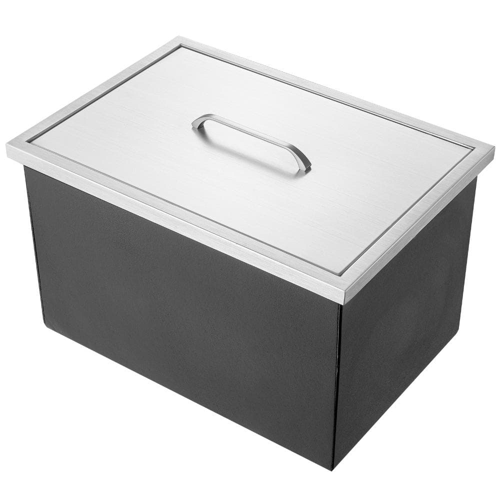 20 x 14 x 12 in. Drop-In Ice Chest 32 qt SUS304 Stainless Steel Commercial Ice Bin Cover Drain Pipe Drain Plug