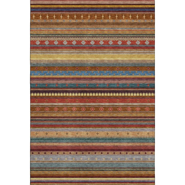 Mayfield Premium Machine Washable Abstract AMF2218 Paprika 5 ft. x 7 ft. 6 in. Area Rug