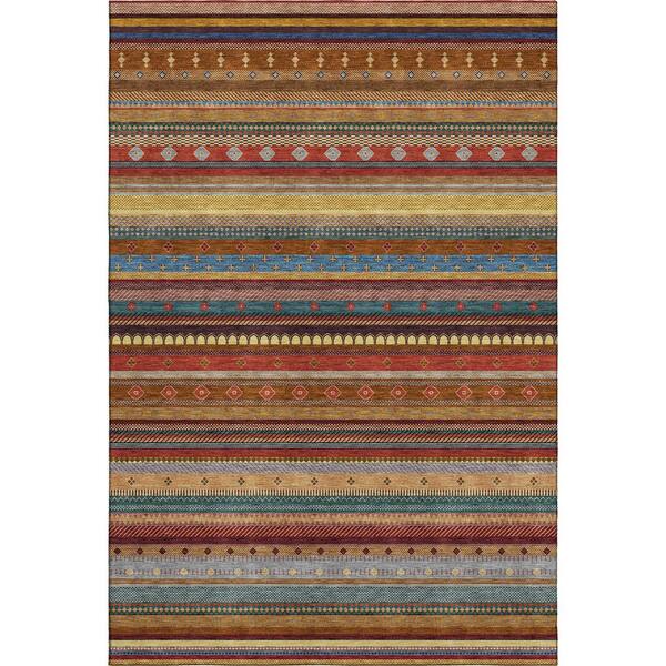 Mayfield Premium Machine Washable Abstract AMF2218 Paprika 8 ft. x 10 ft. Area Rug