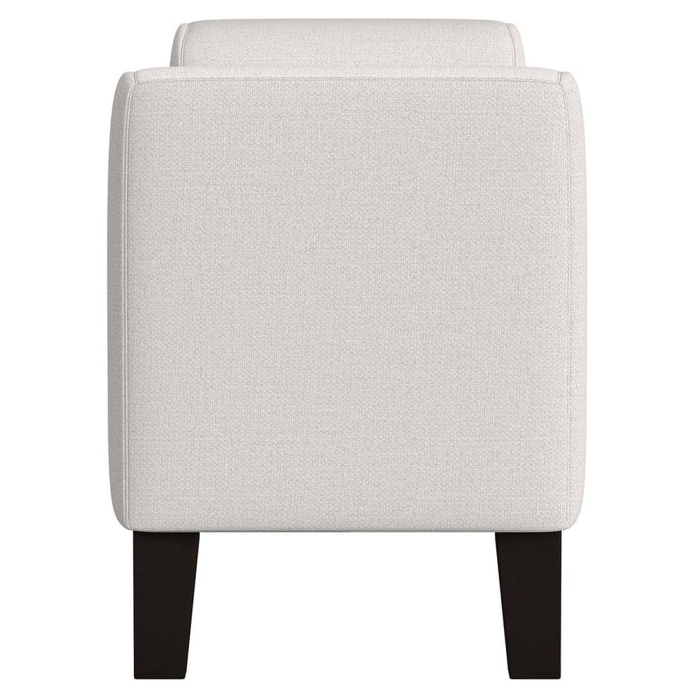 Vanilla Upholstered Transitional Bench with Armrests