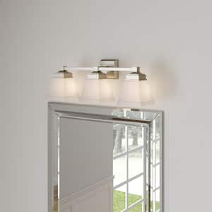 Landray 3-Light Brushed Nickel Vanity Light with Frosted Glass Shades