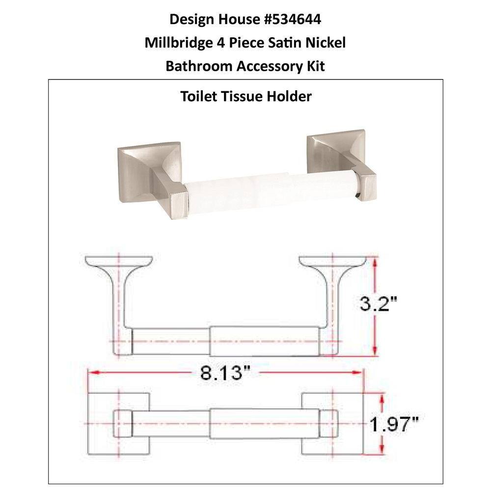 Satin Nickel 4-Piece Bathroom Accessory Kit with Towel Bar