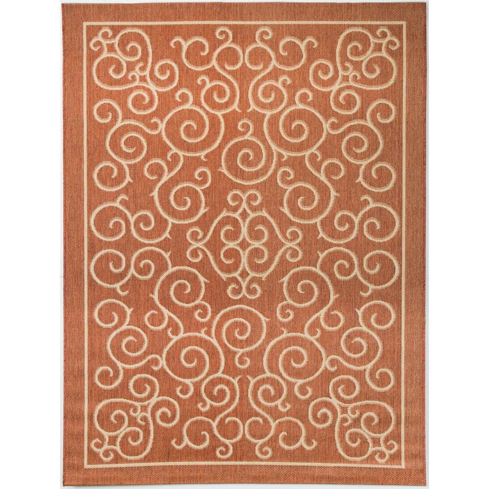 Hampton Bay Scroll Terracotta 5 ft. x 7 ft. Indoor/Outdoor Patio Area