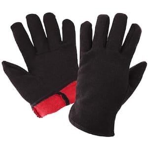 Red Fleece Lined Brown Jersey Gloves, 2 Pair Value Pack