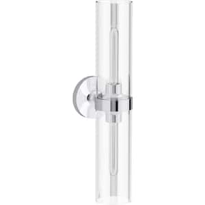 Purist 2 Light Polished Chrome Indoor Bathroom Vanity Light Fixture, UL Listed