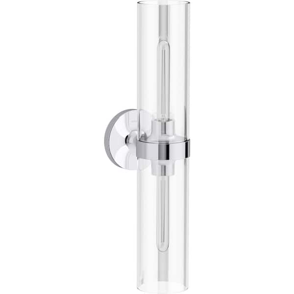 Purist 2 Light Polished Chrome Indoor Bathroom Vanity Light Fixture, UL Listed
