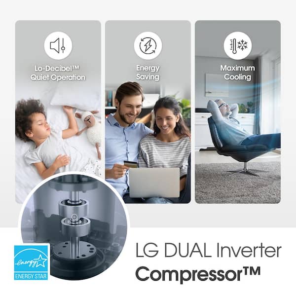 LG - 14,000 BTU 115V Window Air Conditioner Cools 700 sq. ft. with Dual inverter, Remote, Wi-Fi and Dehumidifier in White