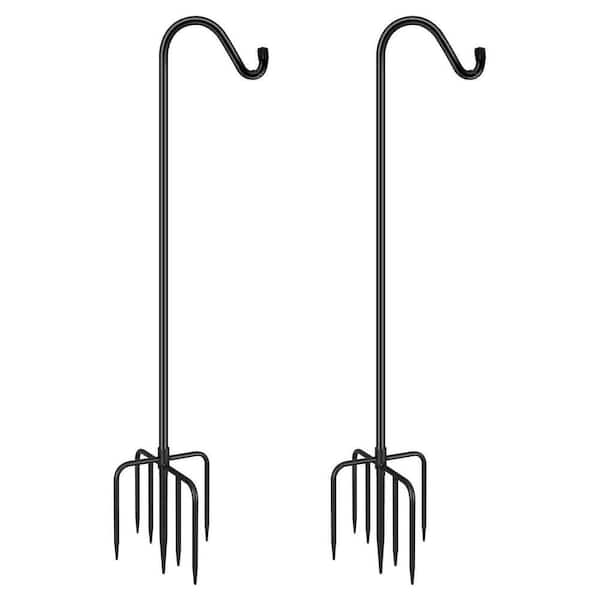 76 in. Black Metal Shepherd Hook (2-Pack)