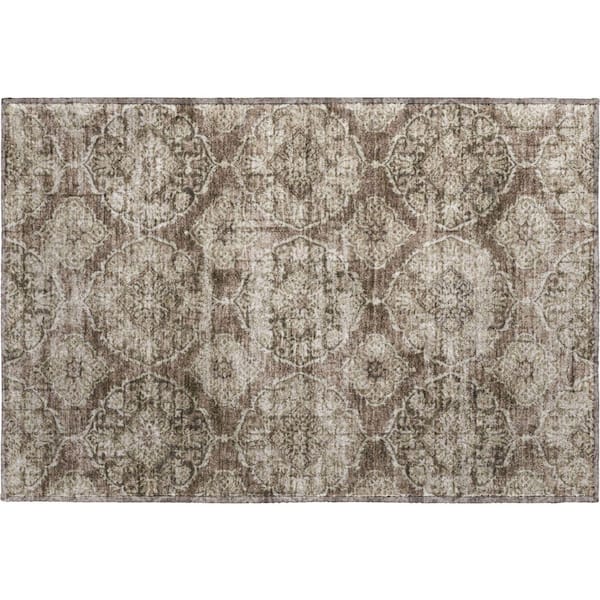 Mayfield Premium Machine Washable Abstract AMF2196 Chocolate 2 ft. x 3 ft. Accent Rug