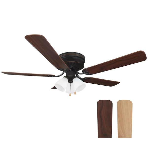 Design House Reversible 52 in. Indoor Dark Mahogany and Light Maple Low Profile Traditional Ceiling Fan with Pull Chain