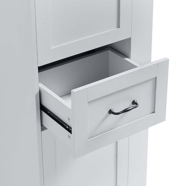 XUJMK 20 in. W x 14 in. D x 64 in. H Gray Linen Cabinet, Tall