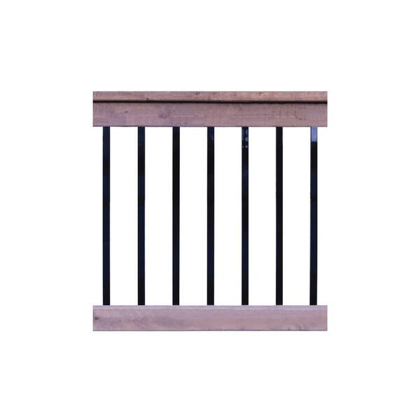NUVO IRON 1/2 in. x 1 in. x 32 in. Black Galvanized Steel Rectangle Fence Rail Balusters (10-Pack)