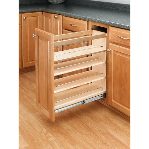 Natural Maple 8 in. Pull Out Kitchen Cabinet Organizer Pantry Spice Rack