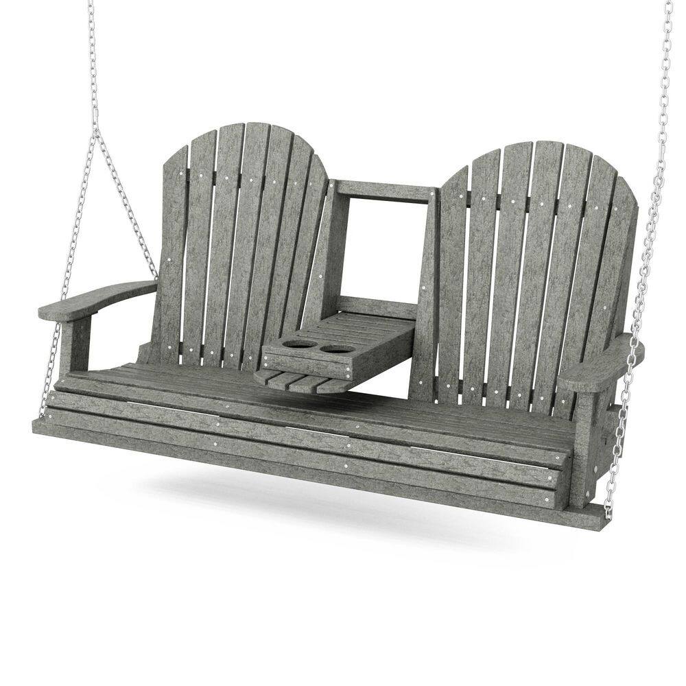 Heritage 2-Person Dark Gray HDPE Plastic Porch Swing with Console price history on PriceWatchPro