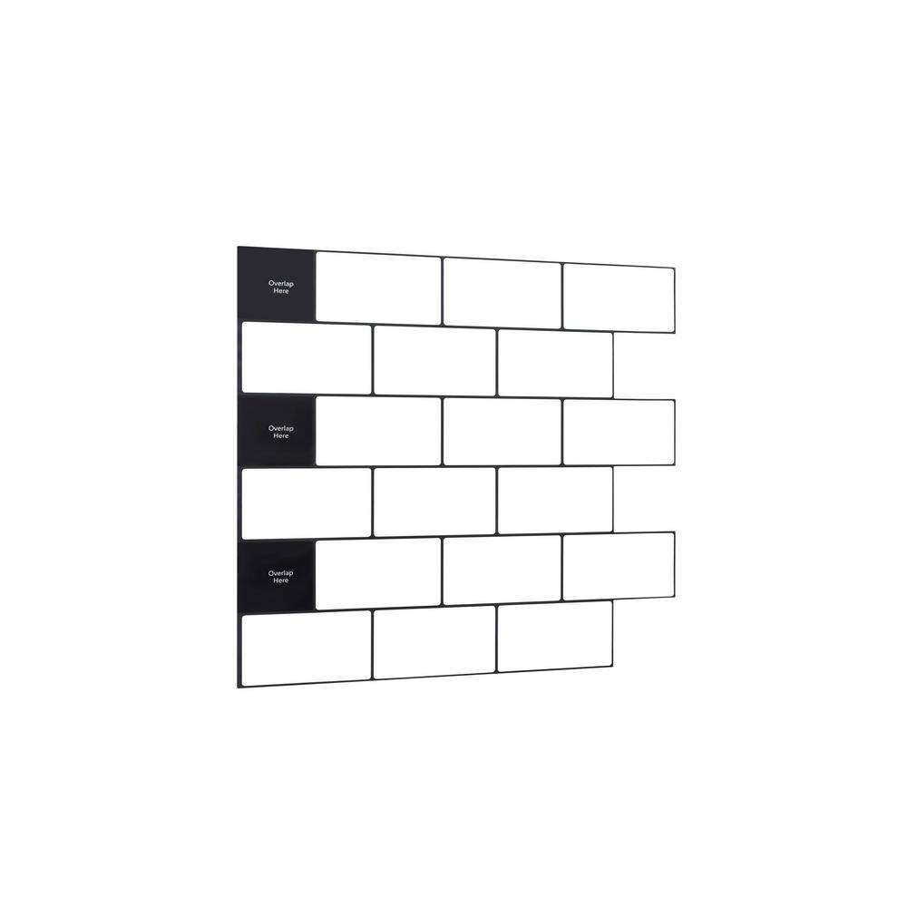 12" x 12" White Vinyl Peel and Stick Subway Tile