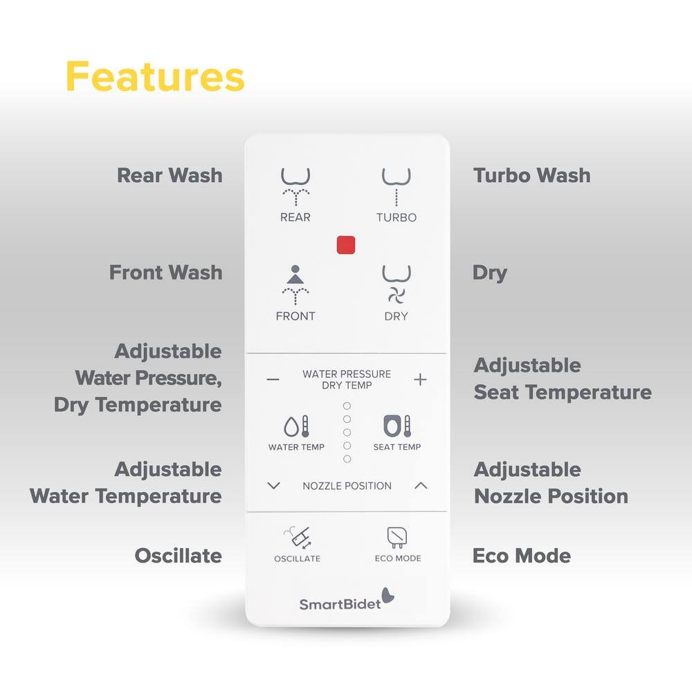 White Electric Bidet Toilet Seat with Remote Control