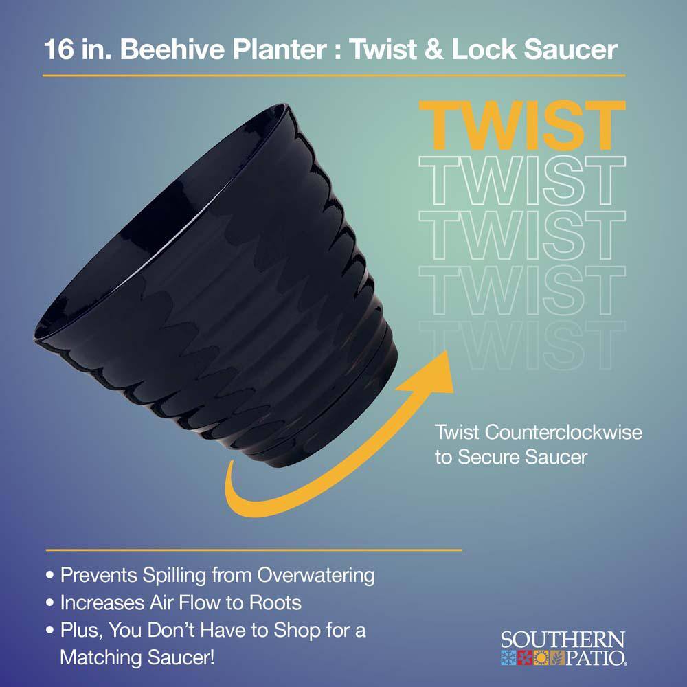 Navy Beehive-Style 16'' Resin Outdoor Planter