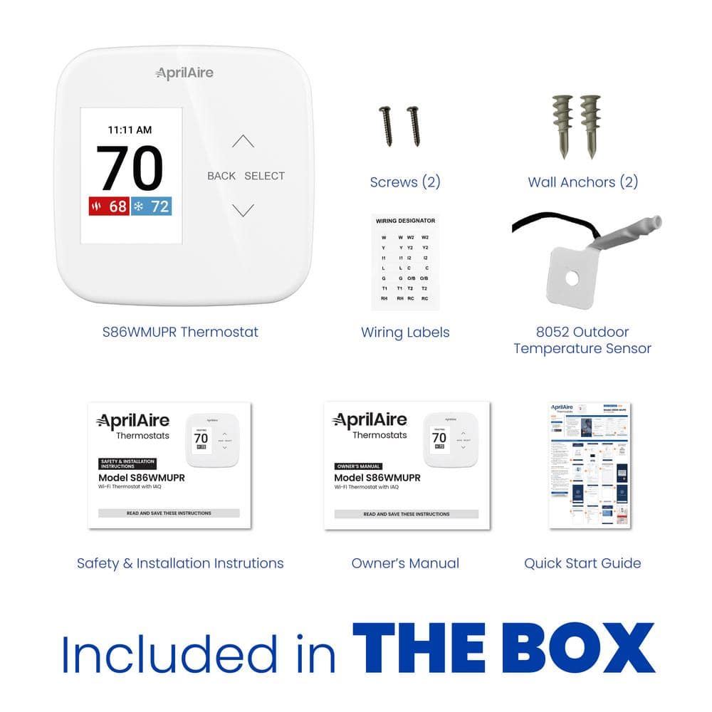 AprilAire White Programmable Wi-Fi Smart Thermostat with IAQ Control