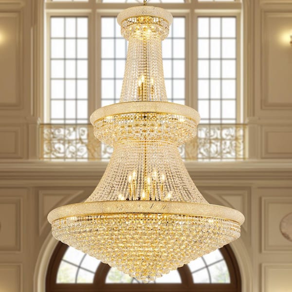 ZHLWIN 48 in. 42-Light Gold Luxury Chandelier 3-Tier Empire Style
