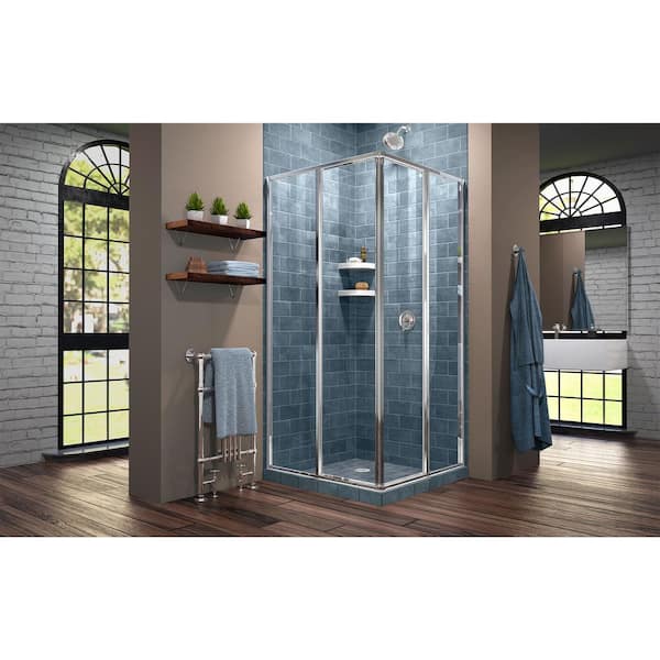 Corner Framed Shower Room Shower Enclosure with Two Sliding Doors