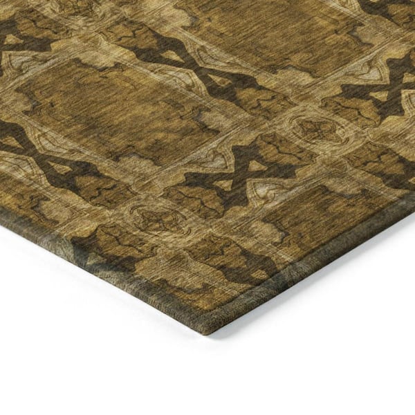 Chocolate 5 ft. x 8 ft. Woven Floral;Medallion Rectangle Indoor/Outdoor Area Rug
