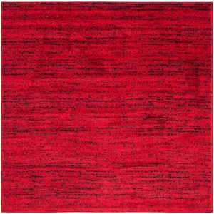Adirondack Red/Black 4 ft. x 4 ft. Square Striped Area Rug