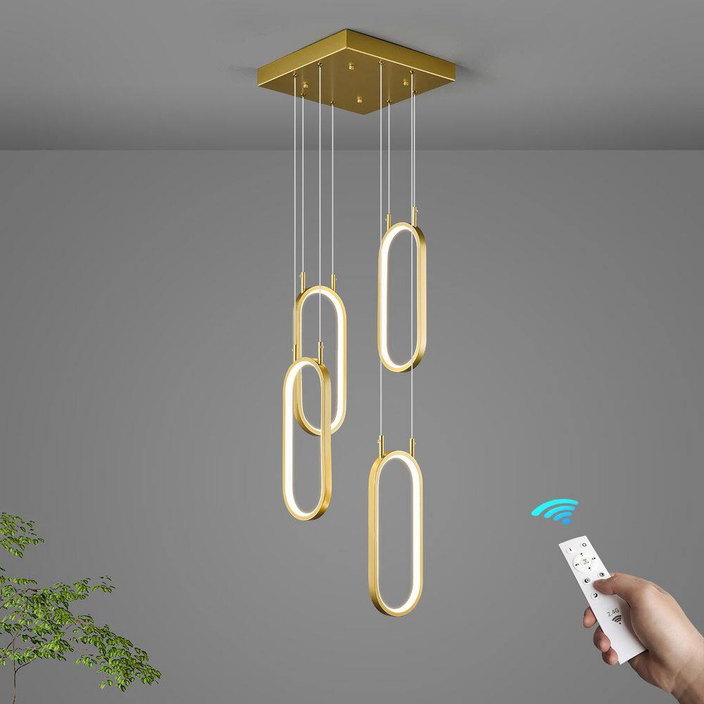 Home Lighting 4-Light 4C-Gold Dimmable LED Pendant Light Ring Oval Chandelier for Living Room price history on PriceWatchPro