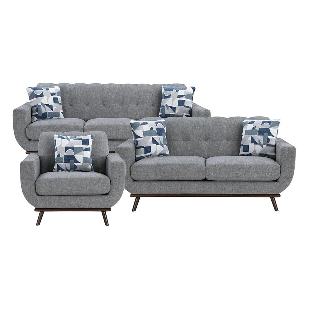 Salina 87 in. W. Straight Arm Chenille Rectangle 3-Piece Living Room Sofa S