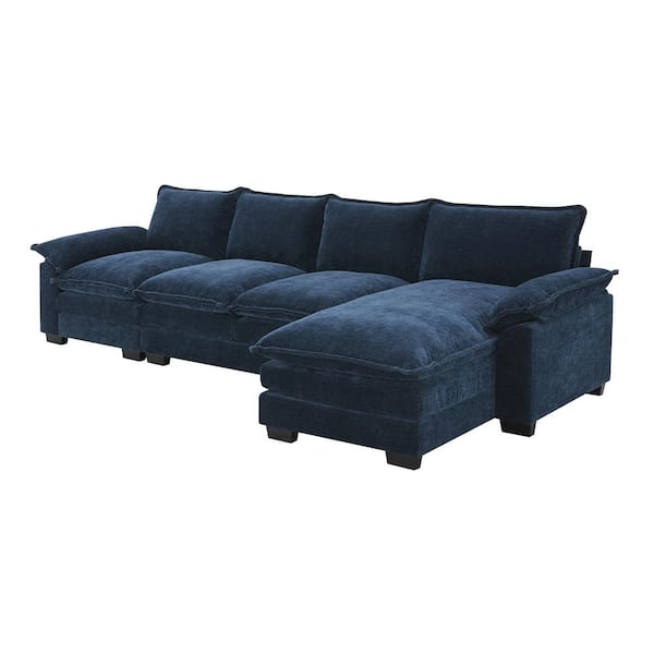 1/26迄 rikoao sofa navy LUCKY ONE 118 in. x 55 in. Pillow Top Arm Chenille L-Shaped