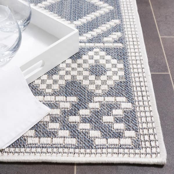 SAFAVIEH Bermuda Navy/Ivory 7 ft. x 7 ft. Border Geometric Diamond
