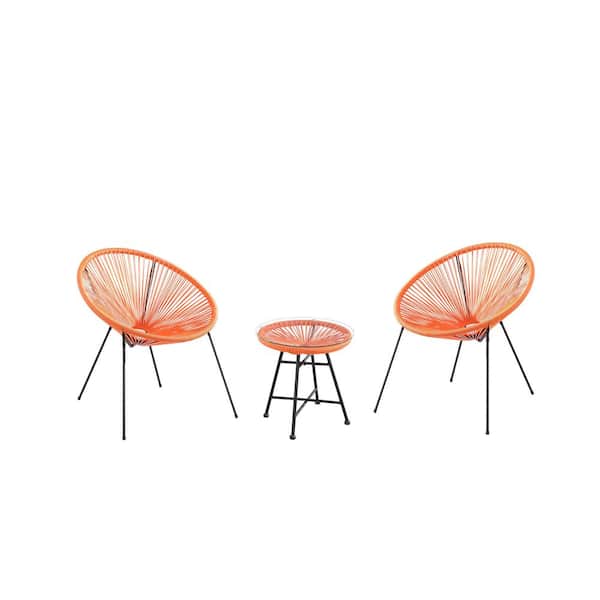 Velago Acapulco Orange 3-Piece Metal Outdoor Bistro Set