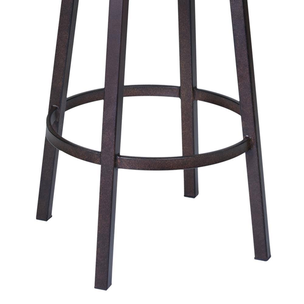 Brown Faux Leather and Metal Swivel Bar Stool