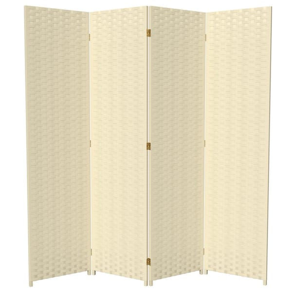 Oriental Furniture 6 ft. Cream 4-Panel Room Divider