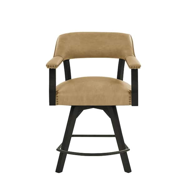 Steve Silver Rylie Sand and Black Upholstered Counter Height Arm Chair