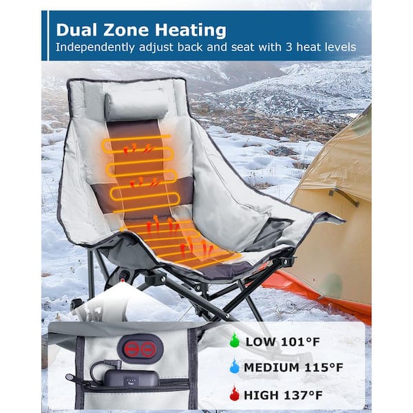 SEEUTEK Grey and Black Oversized Heated Rocking Camping