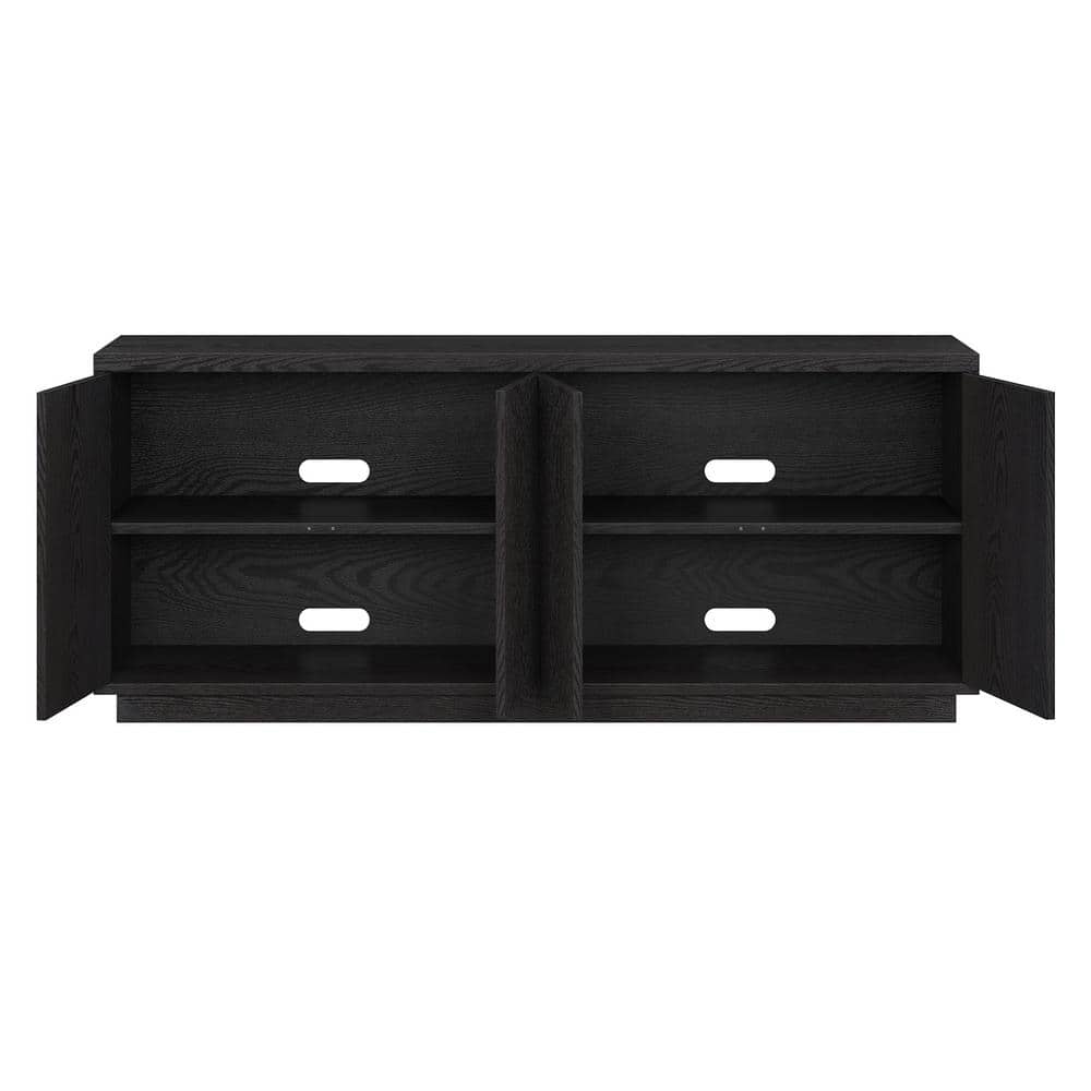 Evelyn&Zoe Hanson Rectangular TV Stand for TV's up to 65", Black Grain