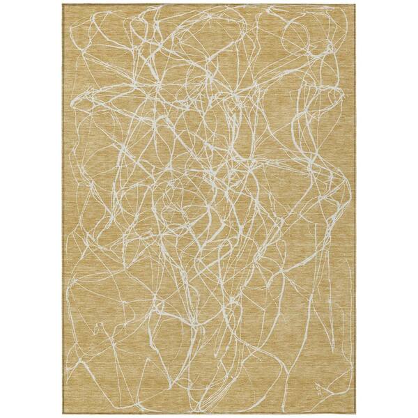 Chantille Machine Washable Indoor/Outdoor Abstract ACN2826 Gold 3 ft. x 5 ft. Area Rug