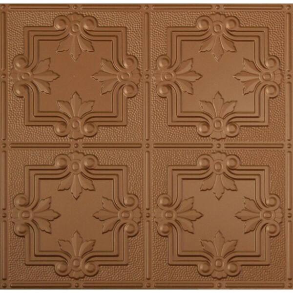 Global Specialty Products Dimensions 2 ft. x 2 ft. Aged Copper Tin Ceiling Tile for Refacing in T-Grid Systems