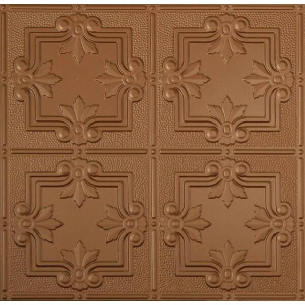 Global Specialty Products Dimensions 2 ft. x 2 ft. Aged Copper Lay-in Tin Ceiling Tile for T-Grid Systems