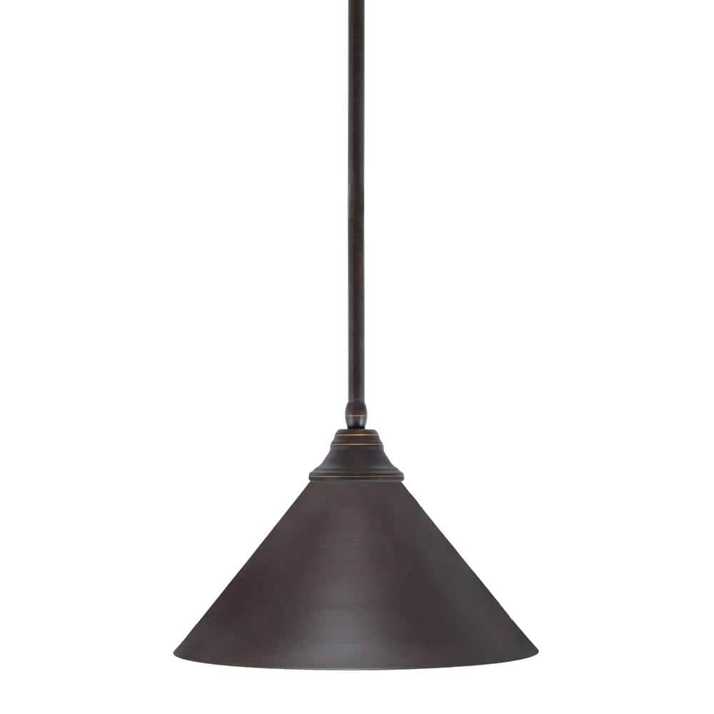 Sparta 100-Watt 1 Light Dark Granite Shaded Pendant Light with 14 in. Dark 