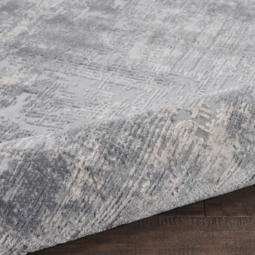 Ivory & Silver Hand-Knotted Synthetic 2'2" x 7'6" Runner Rug