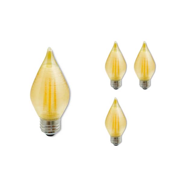 Bulbrite 40-Watt Equivalent Amber White Light C15 (E26) Medium Screw Base Dimmable Amber LED Filament Light Bulb (4-Pack)