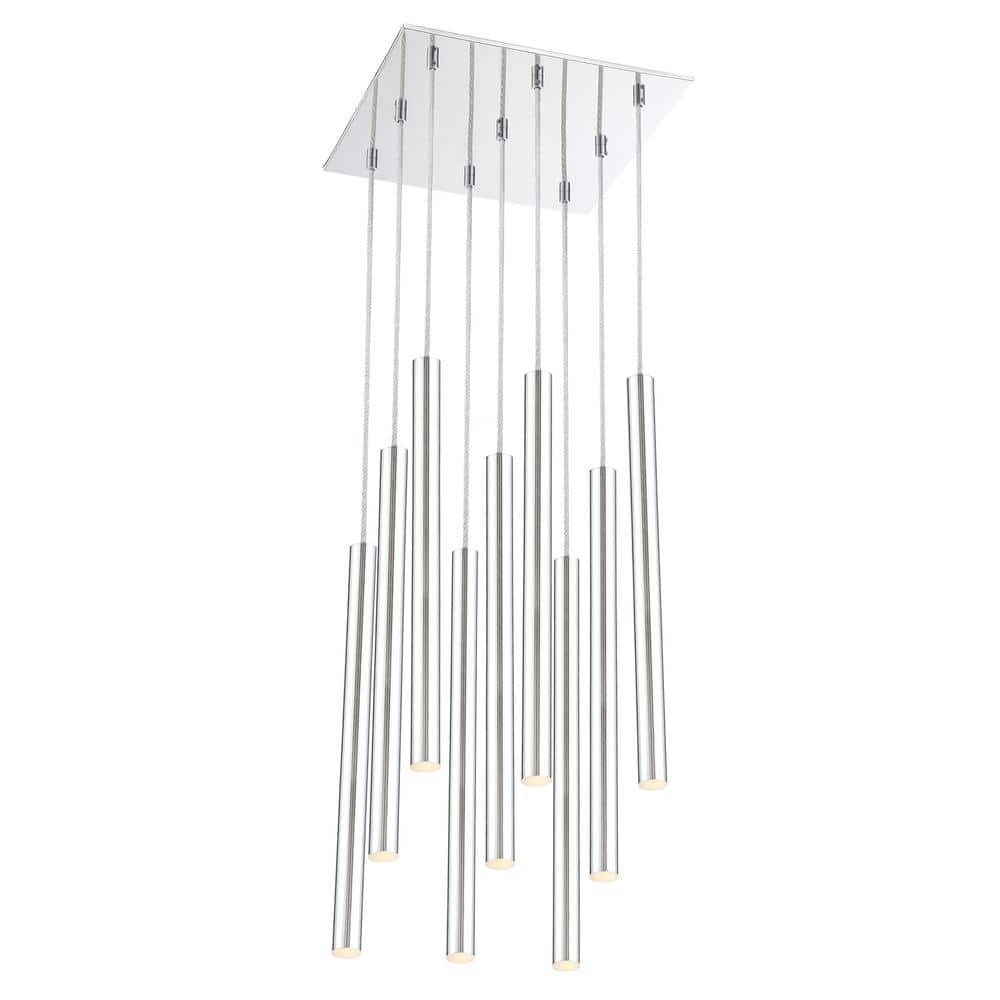 Forest 5 W 9-Light Chrome integrated LED Shaded Chandelier with Chrome Stee