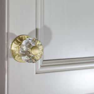 1-1/4 in. Satin Gold Clear Acrylic Melon Cabinet Drawer Knobs with Backplate (10-Pack)